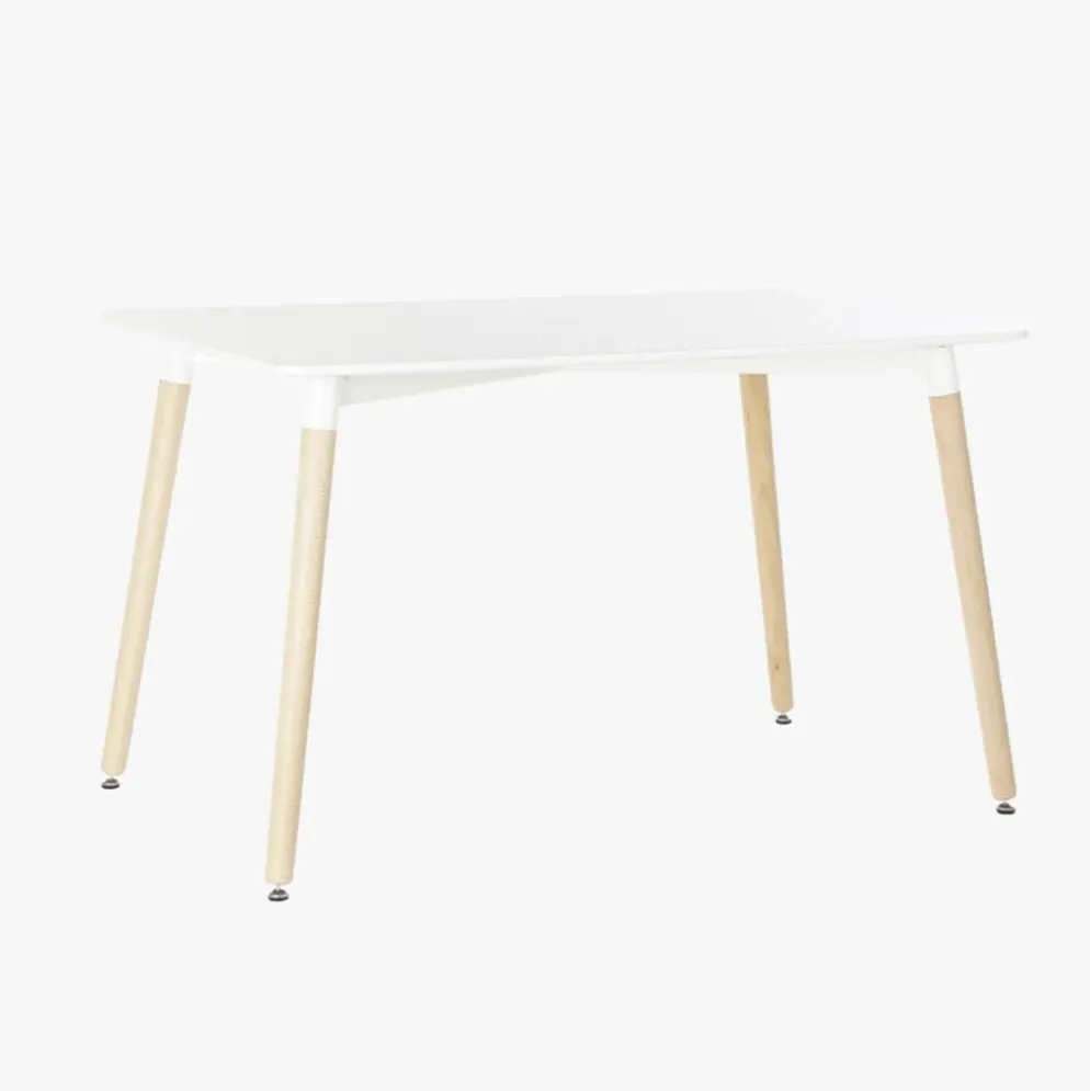 Mesa Retangular Branca Acabamento Bétula 120x80x74 EAMES