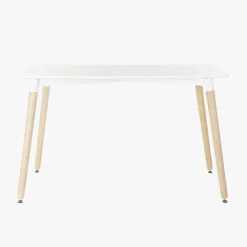 Mesa Retangular Branca Acabamento Bétula 120x80x74 EAMES