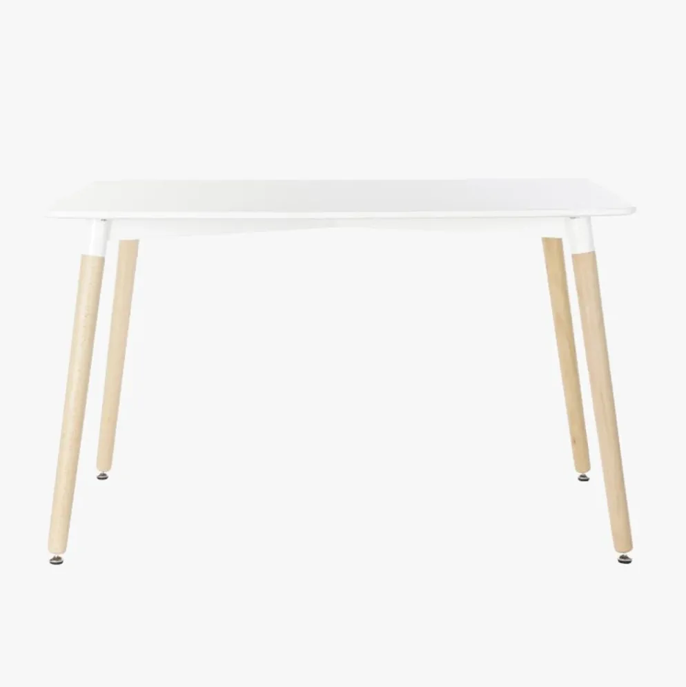 Mesa Retangular Branca Acabamento Bétula 120x80x74 EAMES