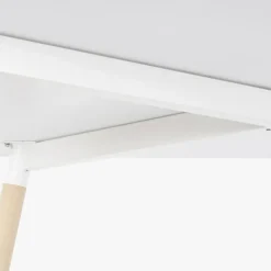 Mesa Retangular Branca Acabamento Bétula 120x80x74 EAMES