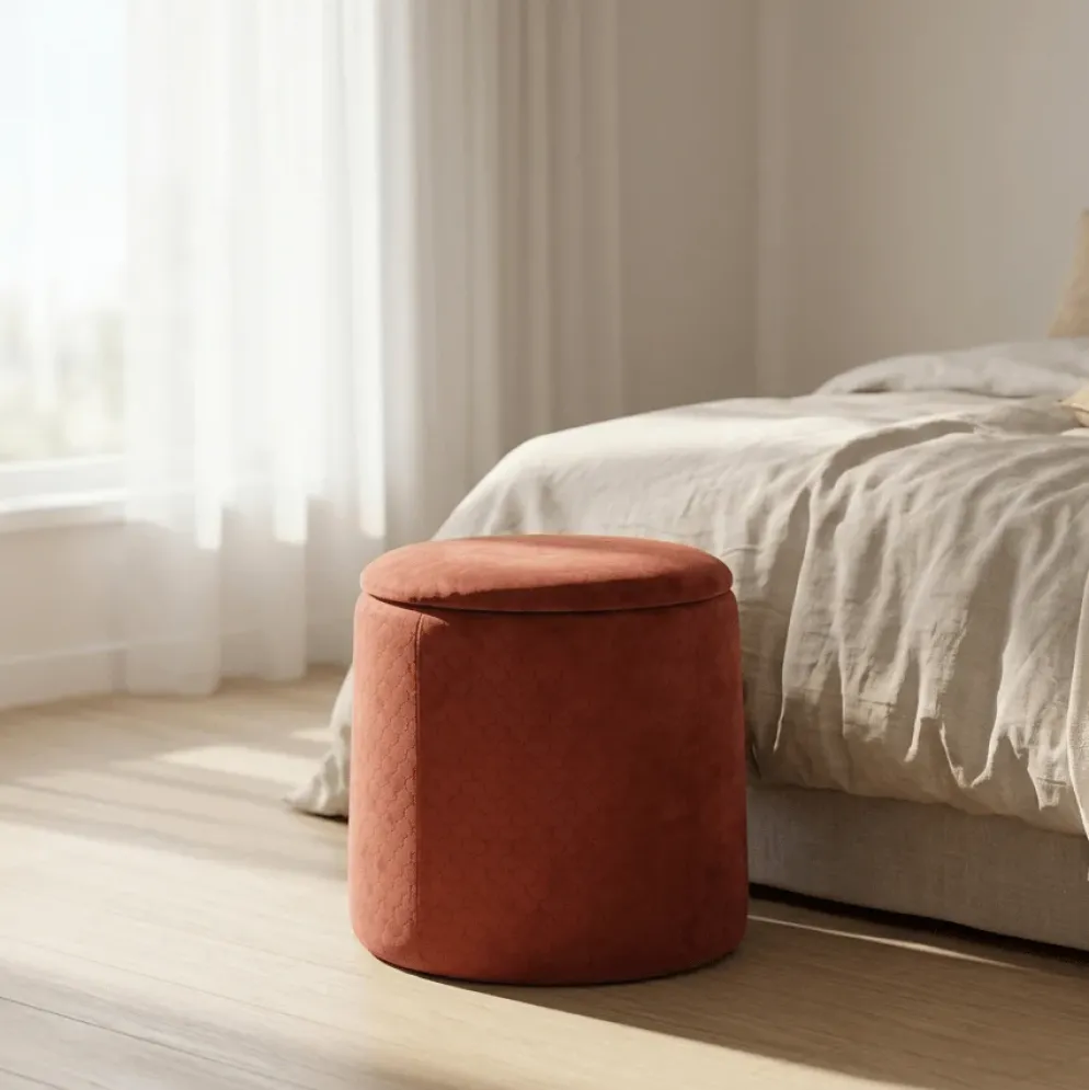 Pouf Tijolo de Veludo com padrão e arrumação