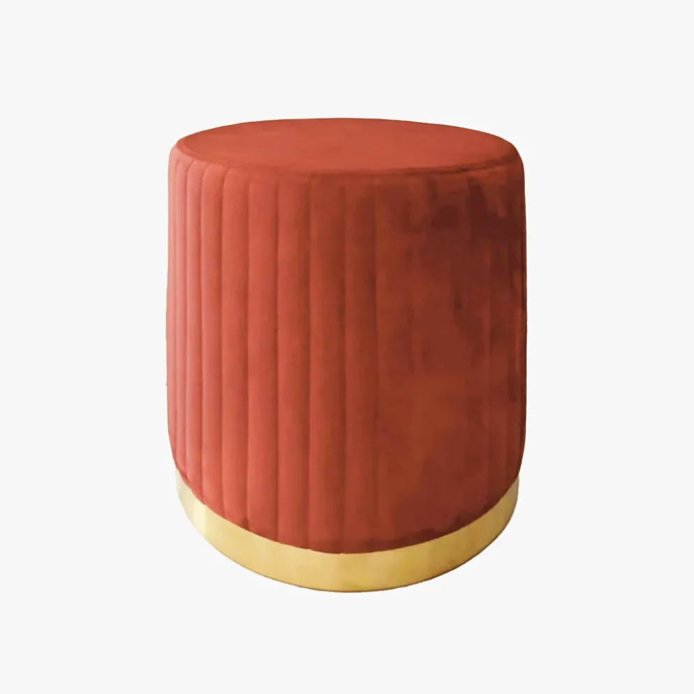 Pouf Tijolo de Veludo com riscas em dourado