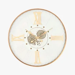 Relógio Minimal Branco e Dourado 80x8x80
