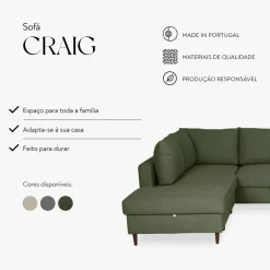 Sofá Cama CHL à Direita e Pufe à Esquerda