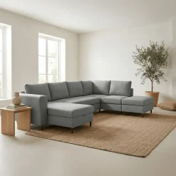 Sofá Cama CHL à Esquerda e Pufe à Direita