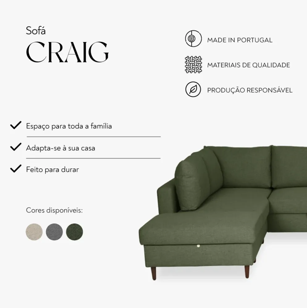 Sofá Cama CHL à Esquerda e Pufe à Direita