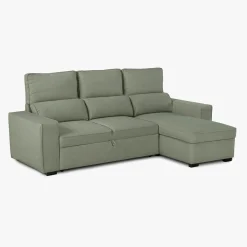 Sofá Cama com Chaise Longue Reversível e Encosto Reclinável