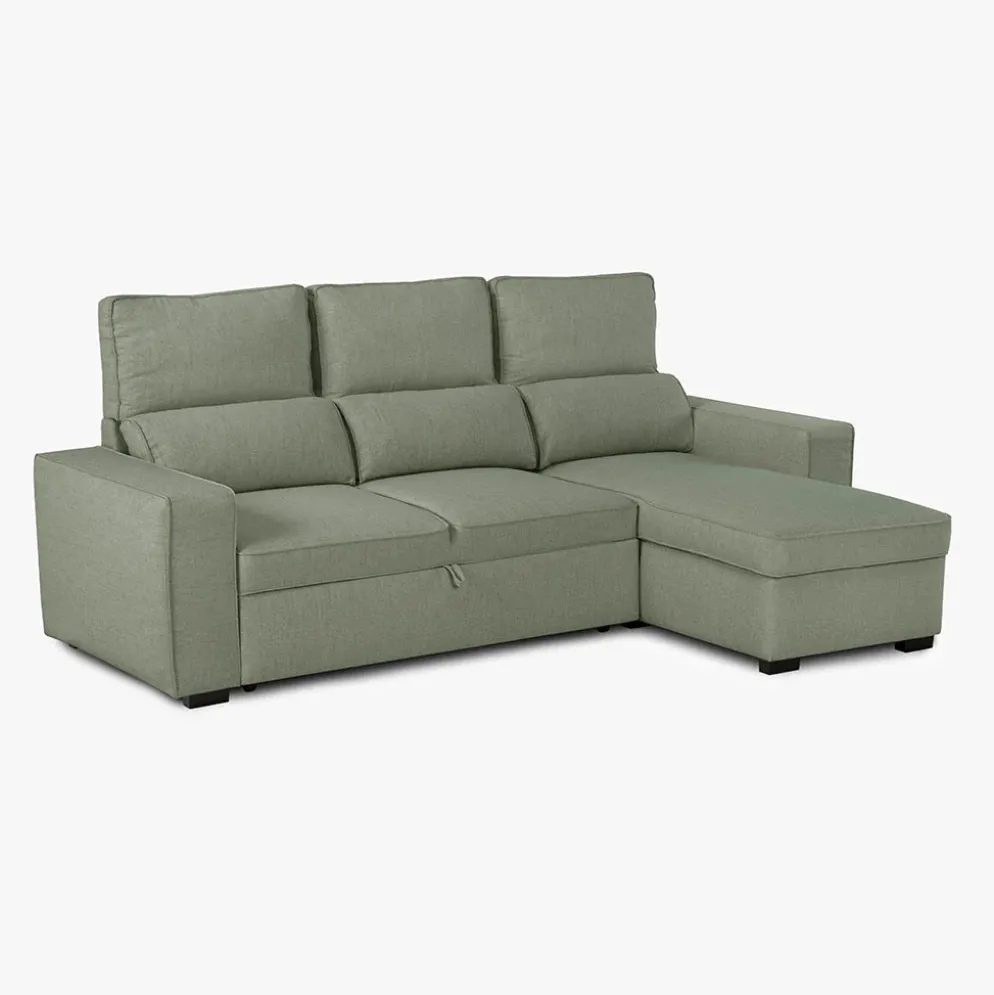 Sofá Cama com Chaise Longue Reversível e Encosto Reclinável