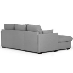 Sofá cama com chaise longue reversível, arrumação e almofadas decorativas