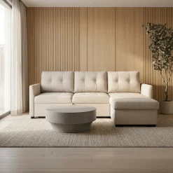 Sofá-cama com chaise longue reversível