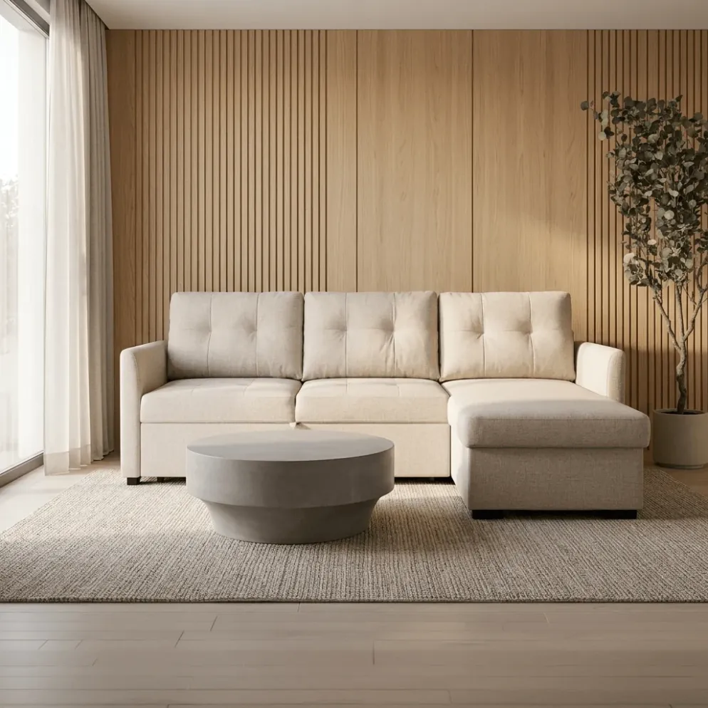 Sofá-cama com chaise longue reversível