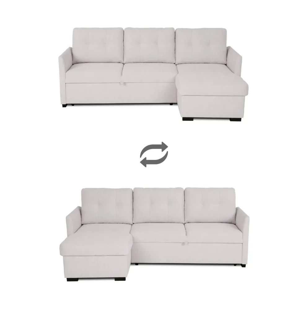 Sofá-cama com chaise longue reversível