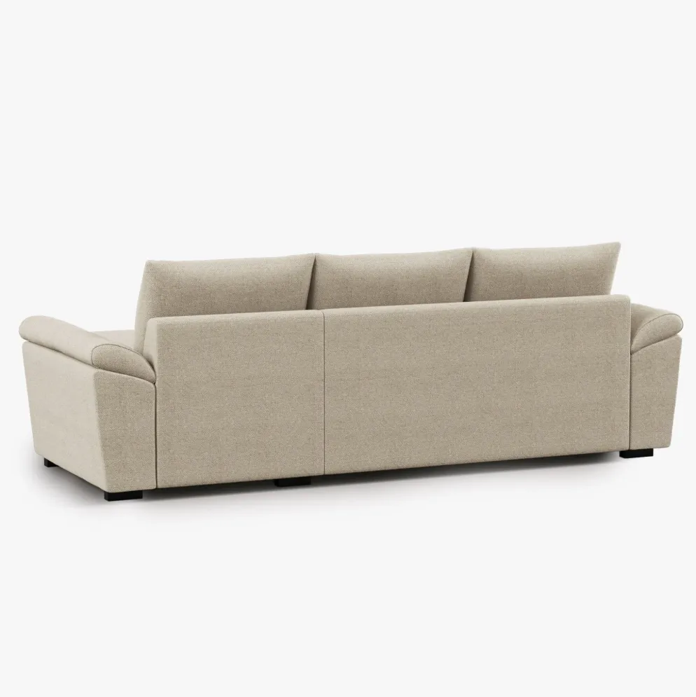 Sofá-cama com chaise longue reversível e arrumação