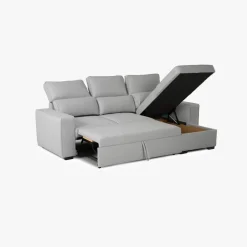 Sofá Cama com Chaise Longue Reversível e Encosto Reclinável
