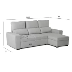 Sofá Cama com Chaise Longue Reversível e Encosto Reclinável