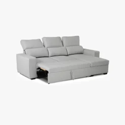 Sofá Cama com Chaise Longue Reversível e Encosto Reclinável