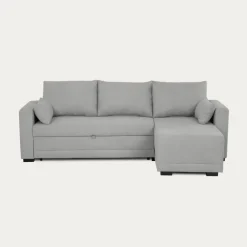Sofá cama com chaise longue reversível e almofadas soltas