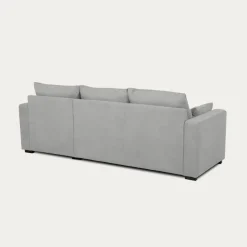 Sofá cama com chaise longue reversível e almofadas soltas
