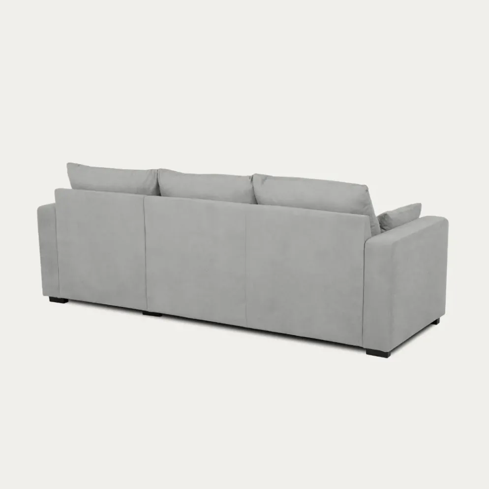 Sofá cama com chaise longue reversível e almofadas soltas