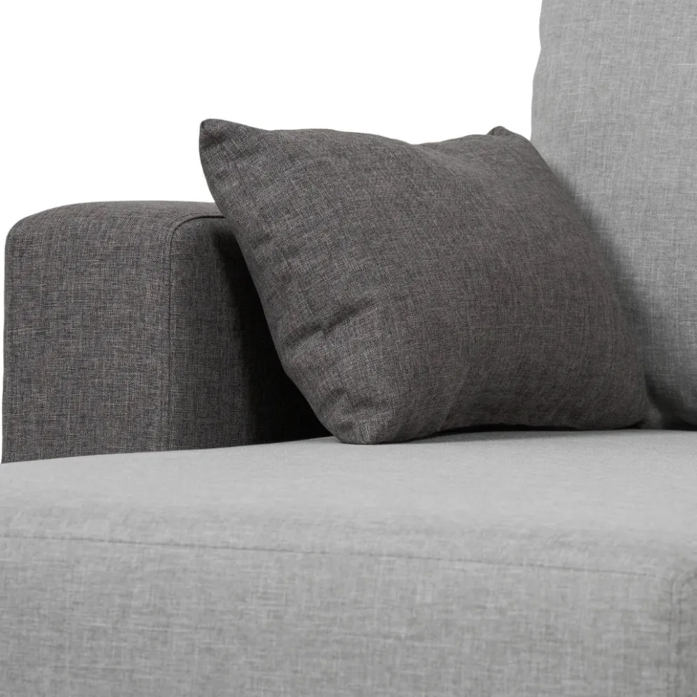 Sofá cama com chaise longue reversível e almofadas soltas