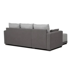 Sofá cama com chaise longue reversível e almofadas soltas