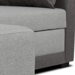 Sofá cama com chaise longue reversível e almofadas soltas