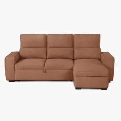 Sofá Cama com Chaise Longue Reversível e Encosto Reclinável