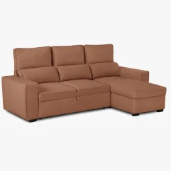 Sofá Cama com Chaise Longue Reversível e Encosto Reclinável