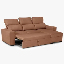Sofá Cama com Chaise Longue Reversível e Encosto Reclinável