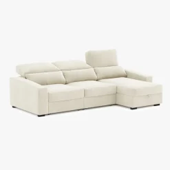 Sofá Cama com Chaise Longue Reversível, Assentos Deslizantes e Encosto Reclinável
