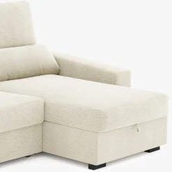 Sofá Cama com Chaise Longue Reversível, Assentos Deslizantes e Encosto Reclinável