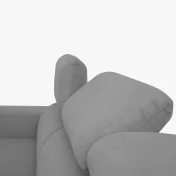 Sofá cama com chaise longue reversível, cabeceiras ajustáveis e dois pufes