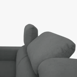 Sofá cama com chaise longue reversível, cabeceiras ajustáveis e dois pufes