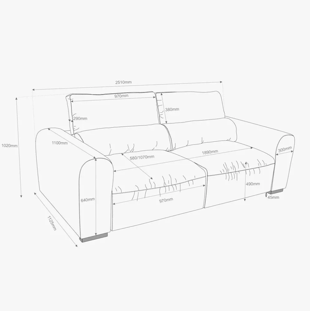 Sofá Cama 2 Lugares Cabeceira Ajustável