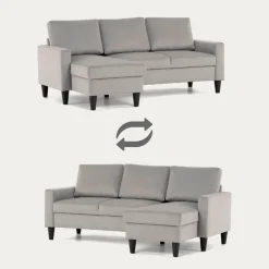 Sofá compacto com chaise longue reversível