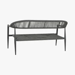 Sofá de Metal e Rattan Preto
