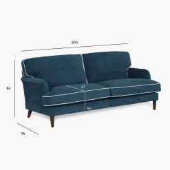 Sofá 3 Lugares com Perfis em Bege 200x94x86