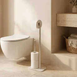 Suporte e Reserva para Papel com Base de Vidro Branco