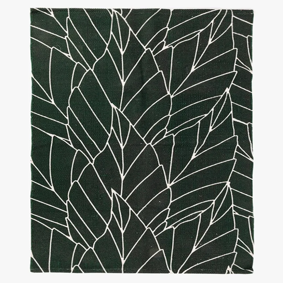 Tapete algodão folhas verde 170x240