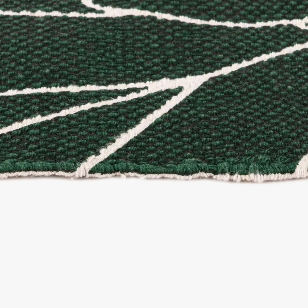 Tapete algodão folhas verde 170x240