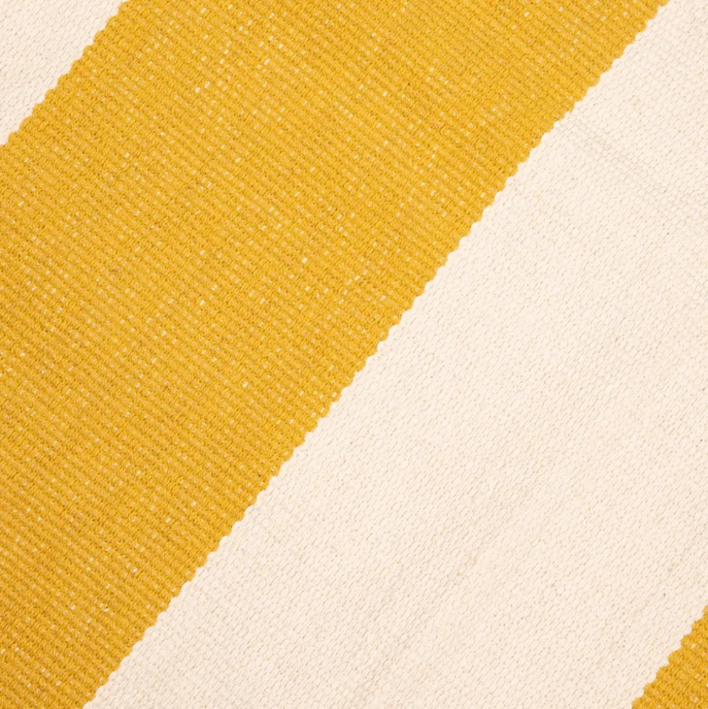 Tapete de algodão com riscas amarelo e bege 140x200cm