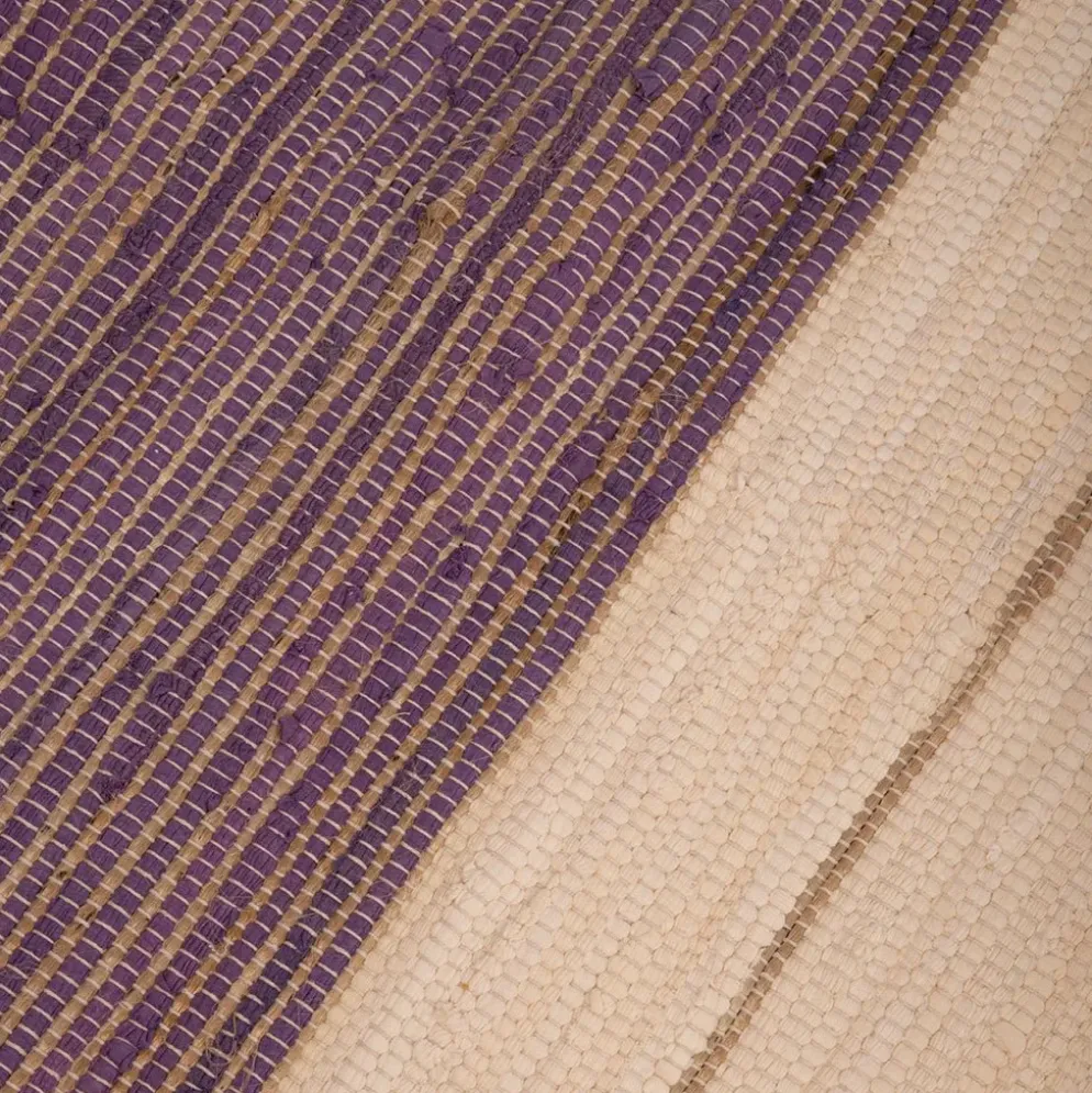 Tapete de Algodão e Juta Bege e Roxo 120x180