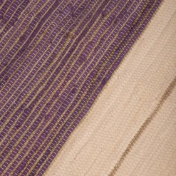 Tapete de Algodão e Juta Bege e Roxo 70x150