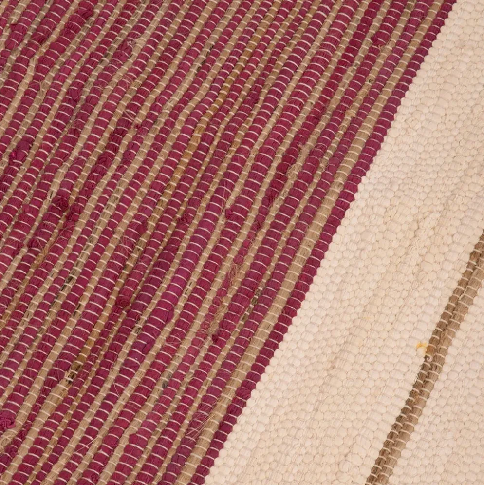 Tapete de Algodão e Juta Bege e Rosa 120x180