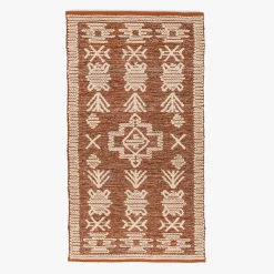 Tapete de Lã e Algodão Tribal Natural 70x150