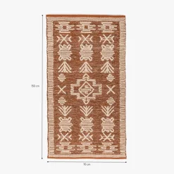 Tapete de Lã e Algodão Tribal Natural 70x150
