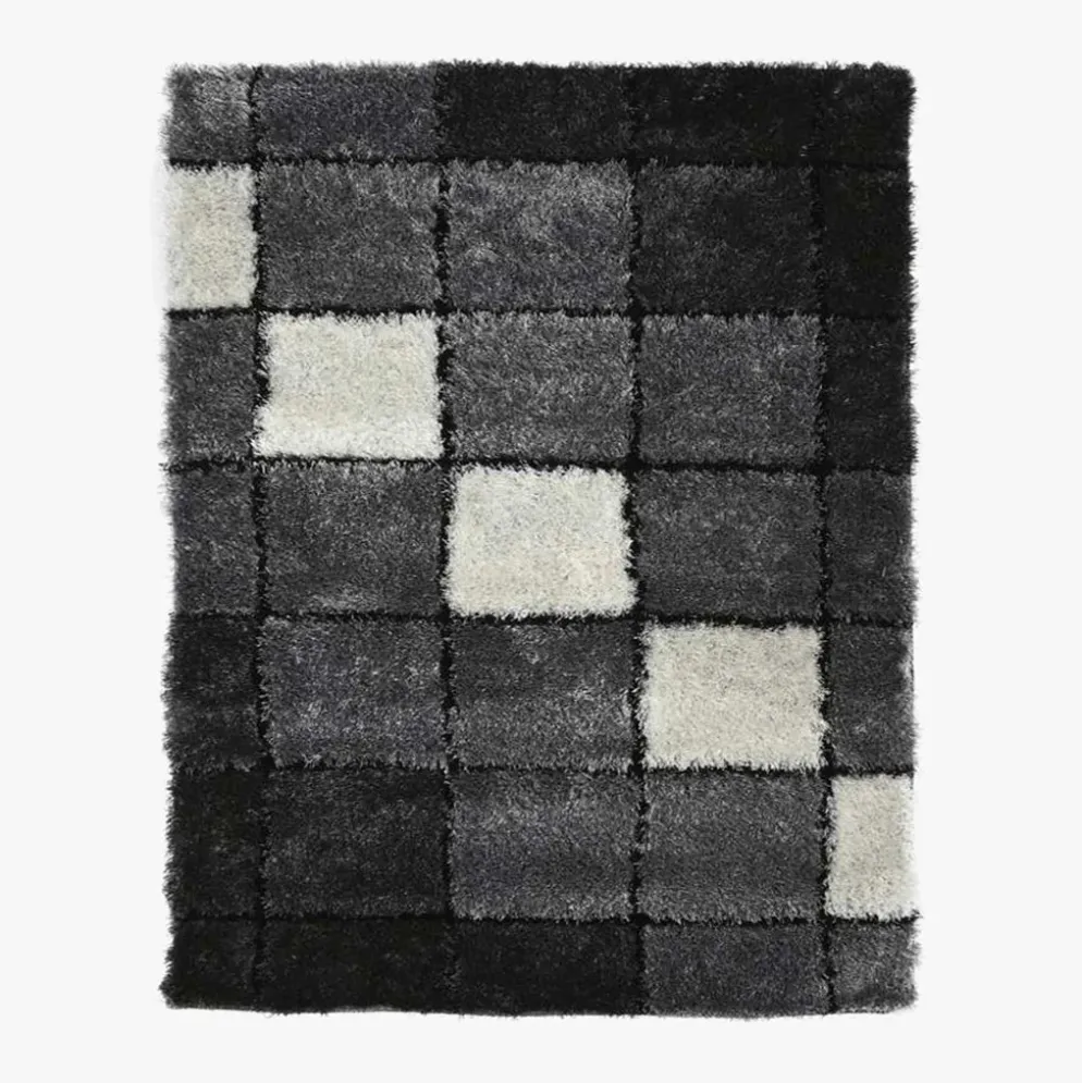 Tapete Quadrados Preto 120x180