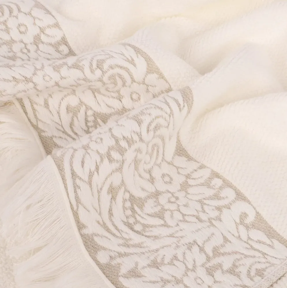 Toalha de Mãos Algodão Jacquard com Barra Floral 30x50 cm