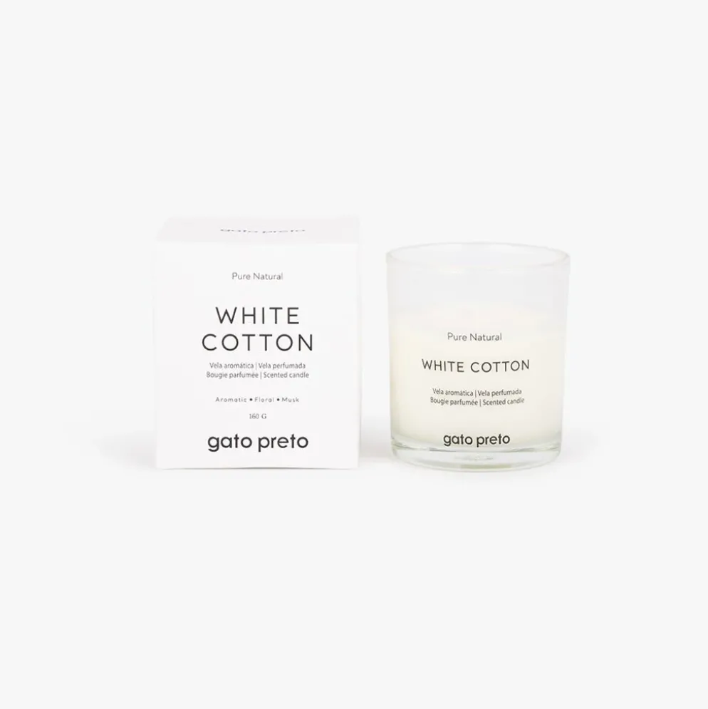 Vela Perfumada em Copo de Vidro White Cotton 160g PURE NATURAL