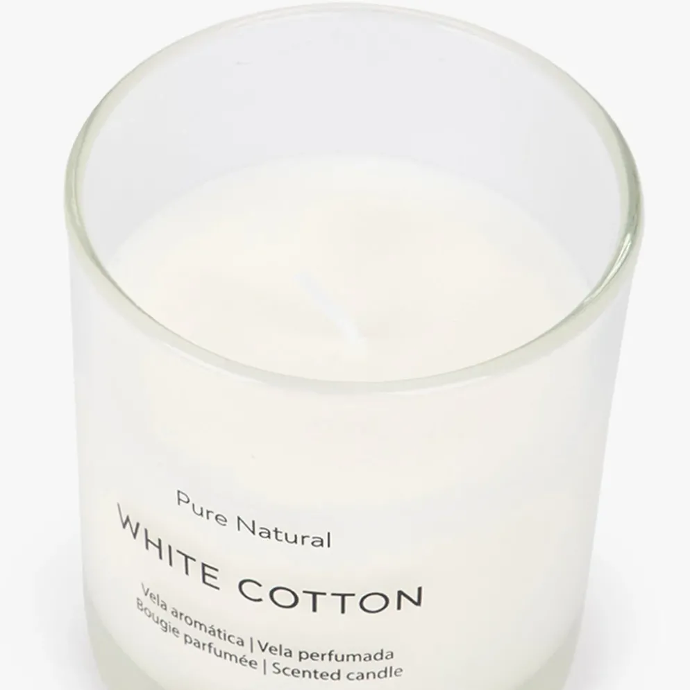 Vela Perfumada em Copo de Vidro White Cotton 160g PURE NATURAL